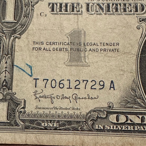1957 Series B Silver Certificate blue $1 - Picture 4 of 8